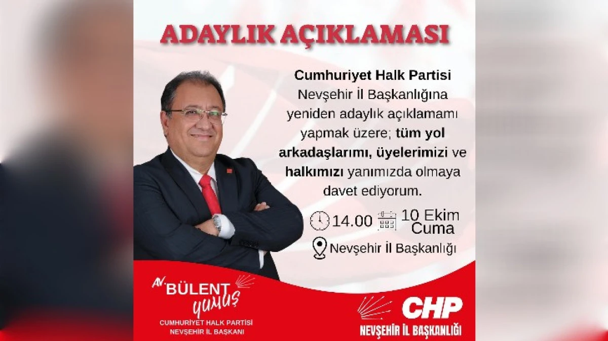 CHP İL BAŞKANI YUMUŞ TEKRAR ADAY 