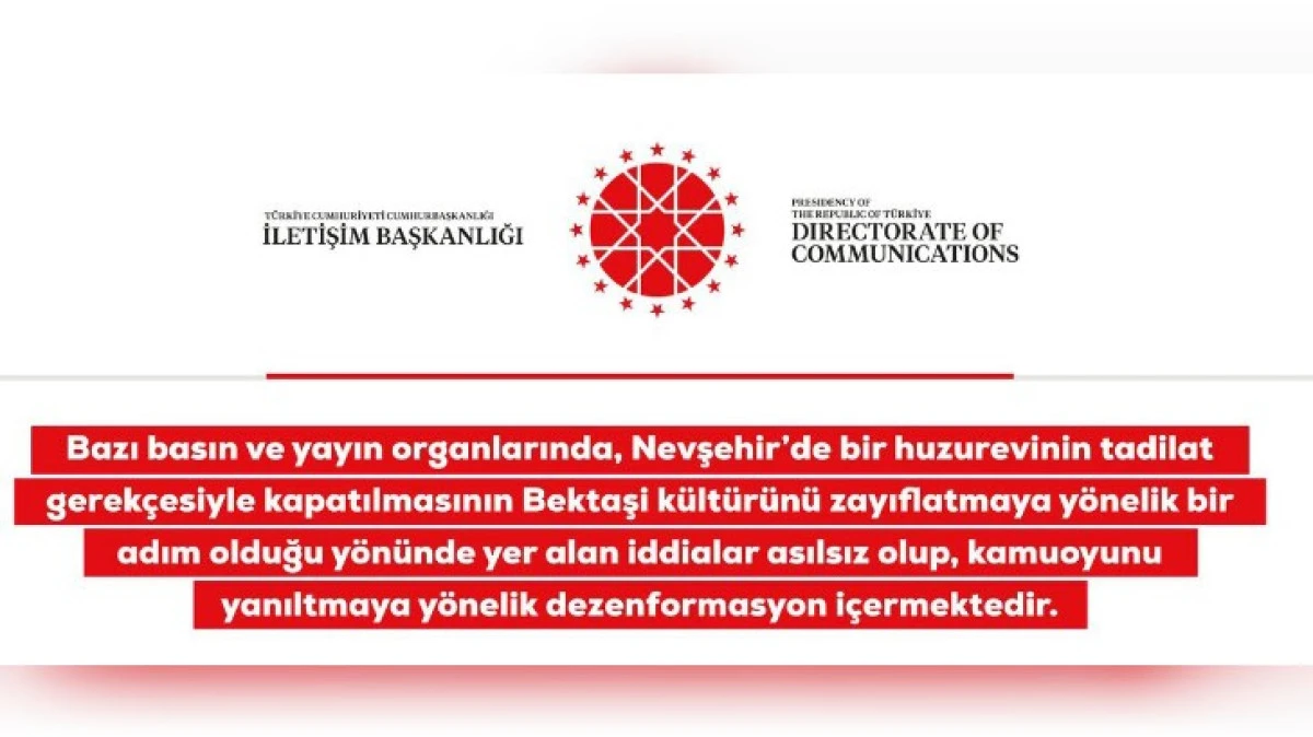 CUMHURBAŞKANLIĞINDAN NEVŞEHİR AÇIKLAMASI 