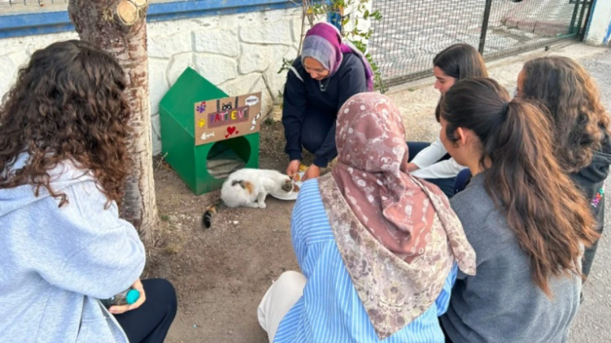 FATIMA SULTAN YURDU &Ouml;ĞRENCİLERİNDEN SOKAK HAYVANLARINA &Ouml;RNEK DAVRANIŞ