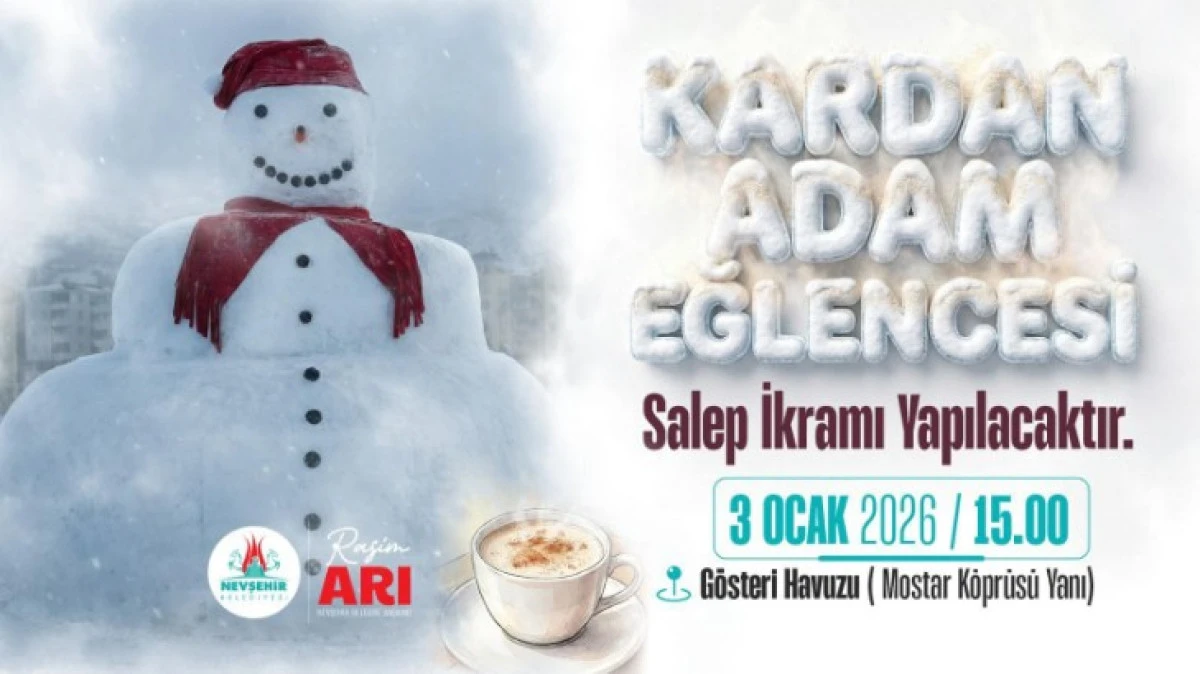 NEVŞEHİR'DE B&Uuml;Y&Uuml;K KARDAN ADAM BULUŞMASI 