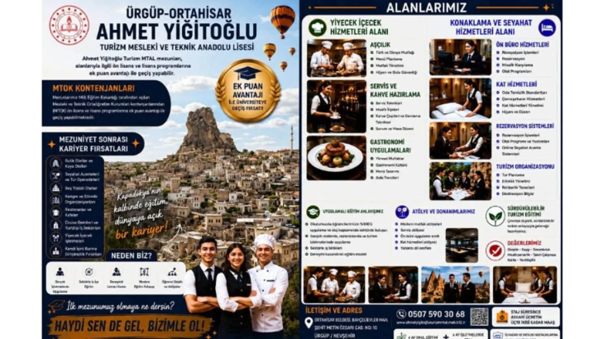 &Uuml;RG&Uuml;P'TE TURİZM EĞİTİMİ İ&Ccedil;İN YENİ D&Ouml;NEM 